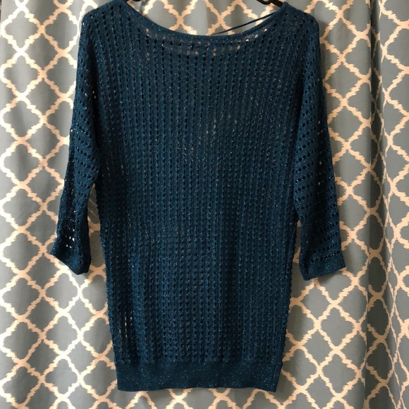 Express 3/4 Sleeve Metallic Tunic Sweater - Picture 2 of 8